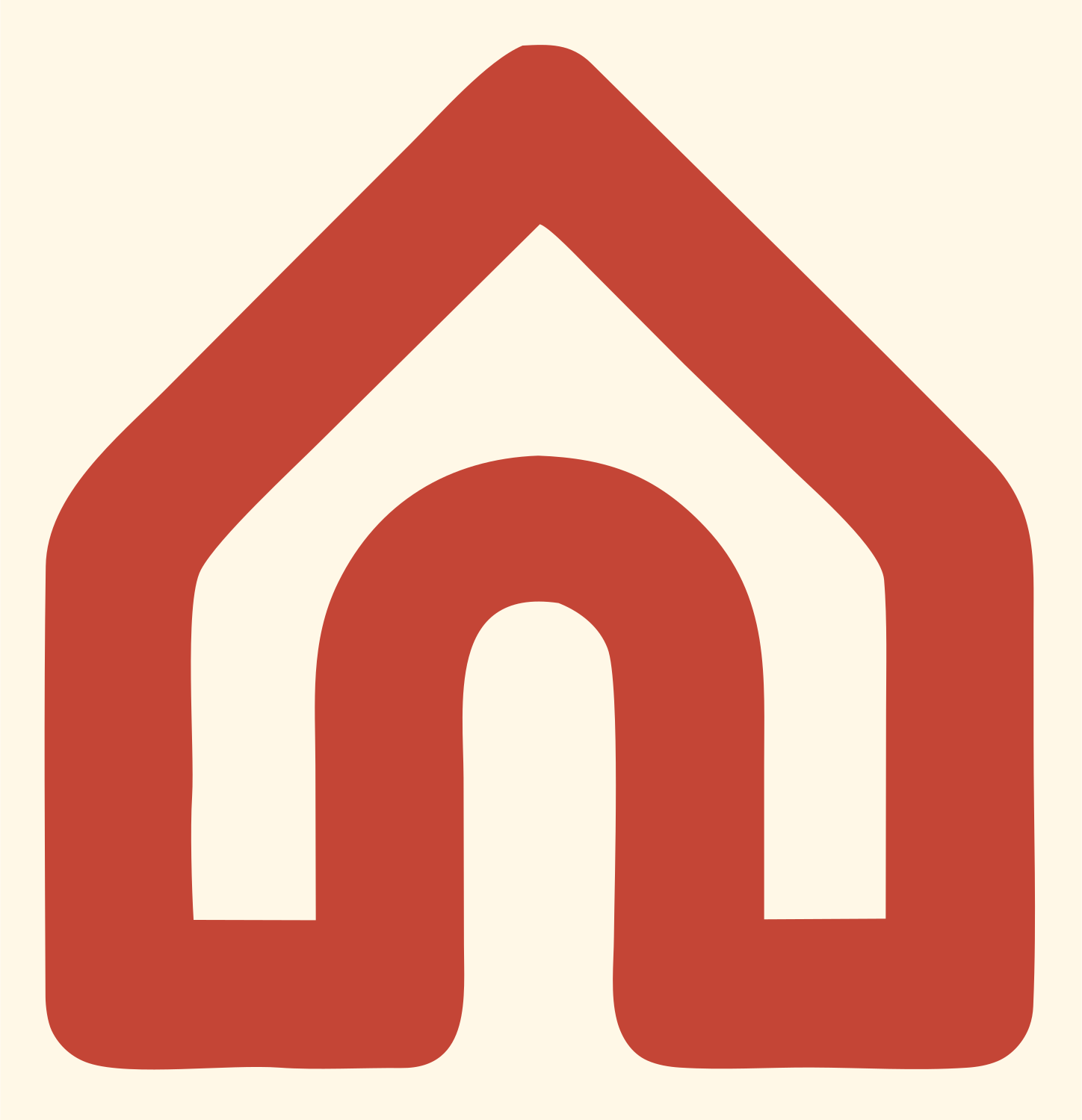 Monoline House Arch Icon #fff8e7/#c44536