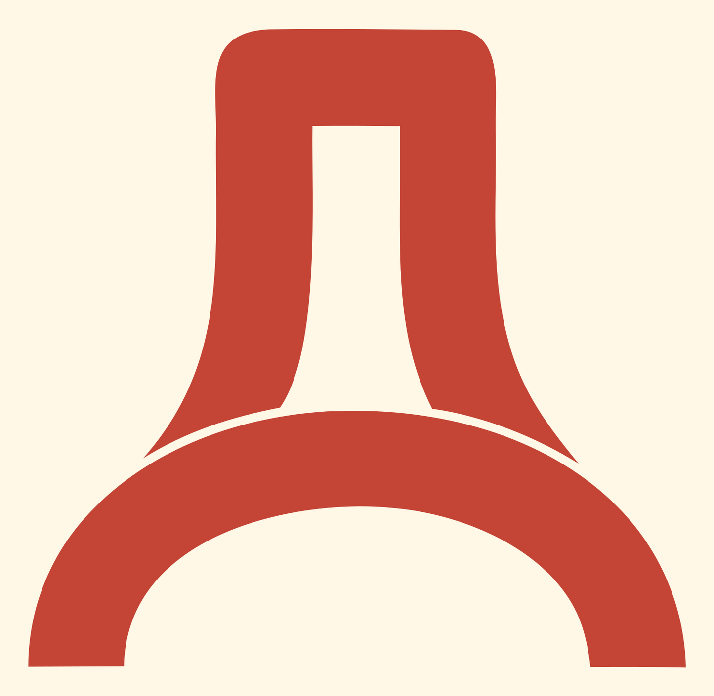 Bold Keyhole House Badge #fff8e7/#c44536