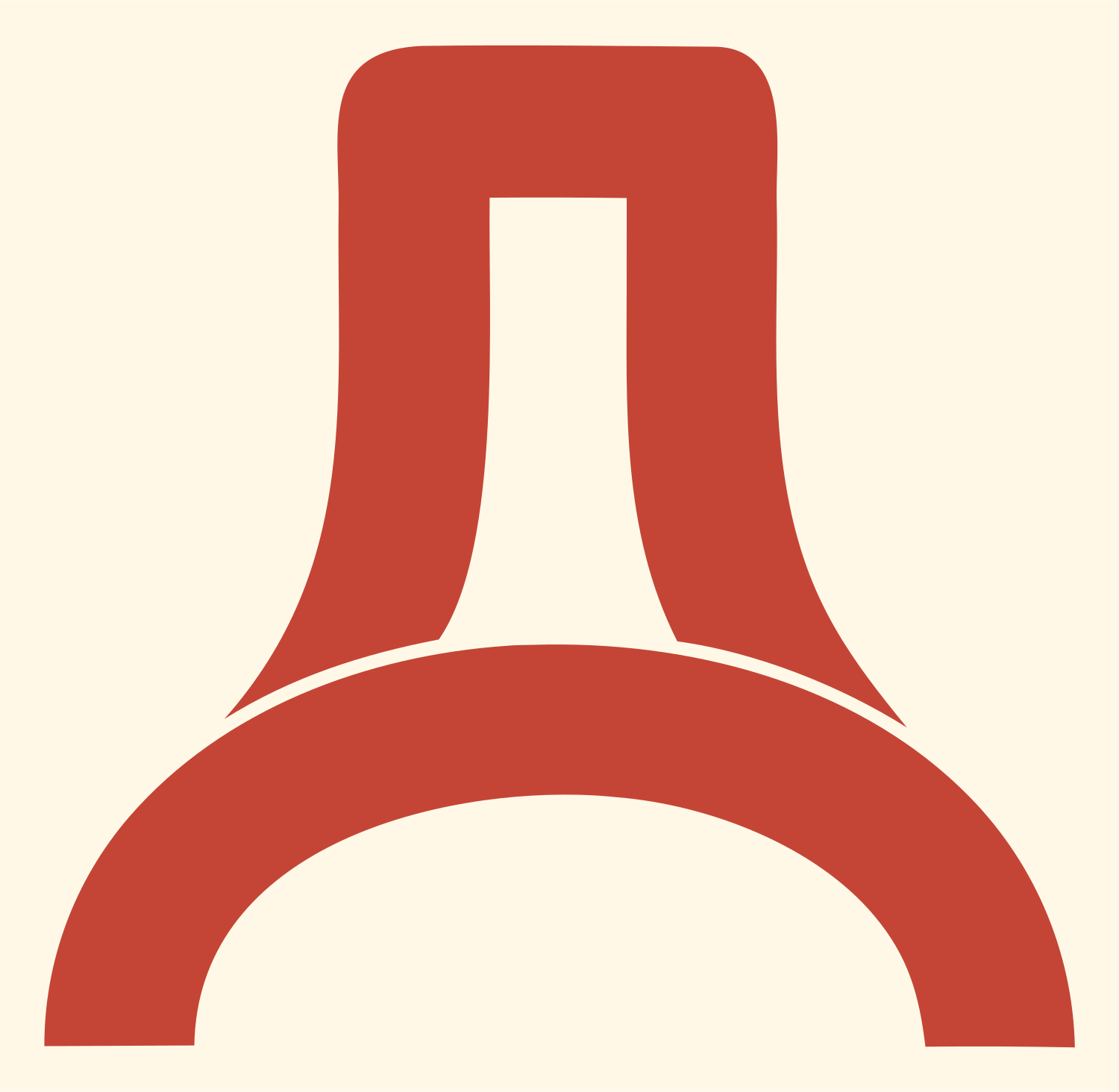 Bold Keyhole House Badge #fff8e7/#c44536