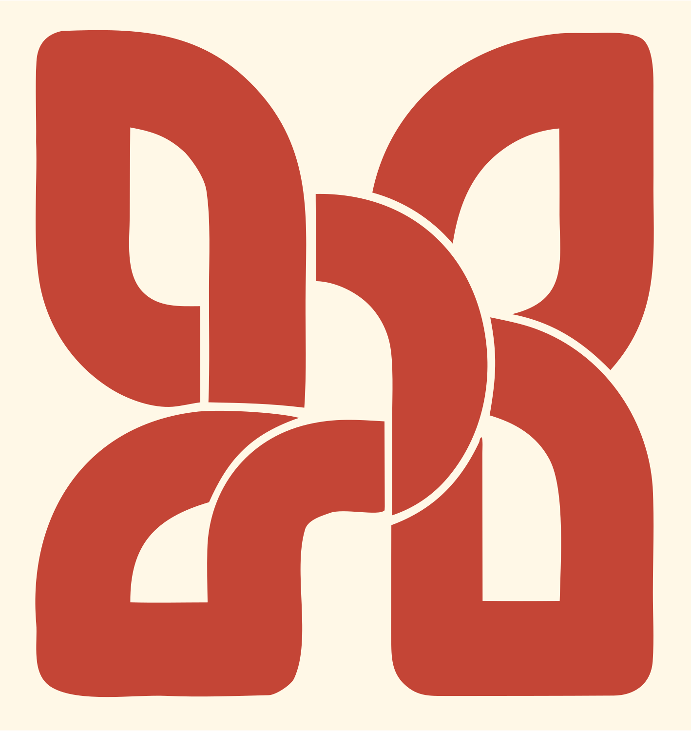 Geometric Four-Wing House Badge #fff8e7/#c44536