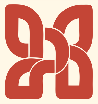 Geometric Four-Wing House Badge #fff8e7/#c44536