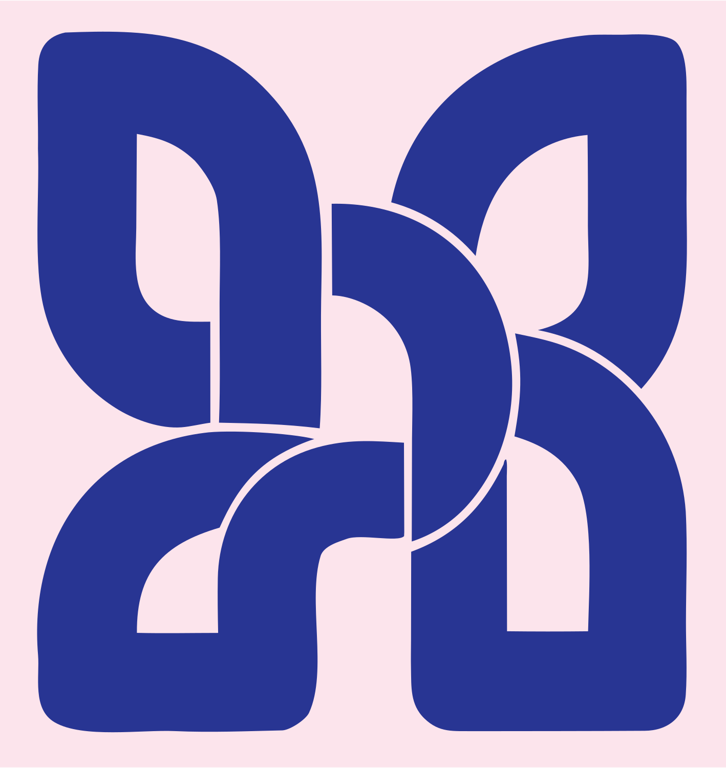 Geometric Four-Wing House Badge #fce4ec/#283593