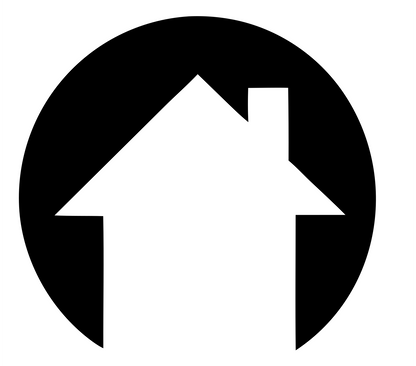 Negative Space House Circle Badge #ffffff/#000000