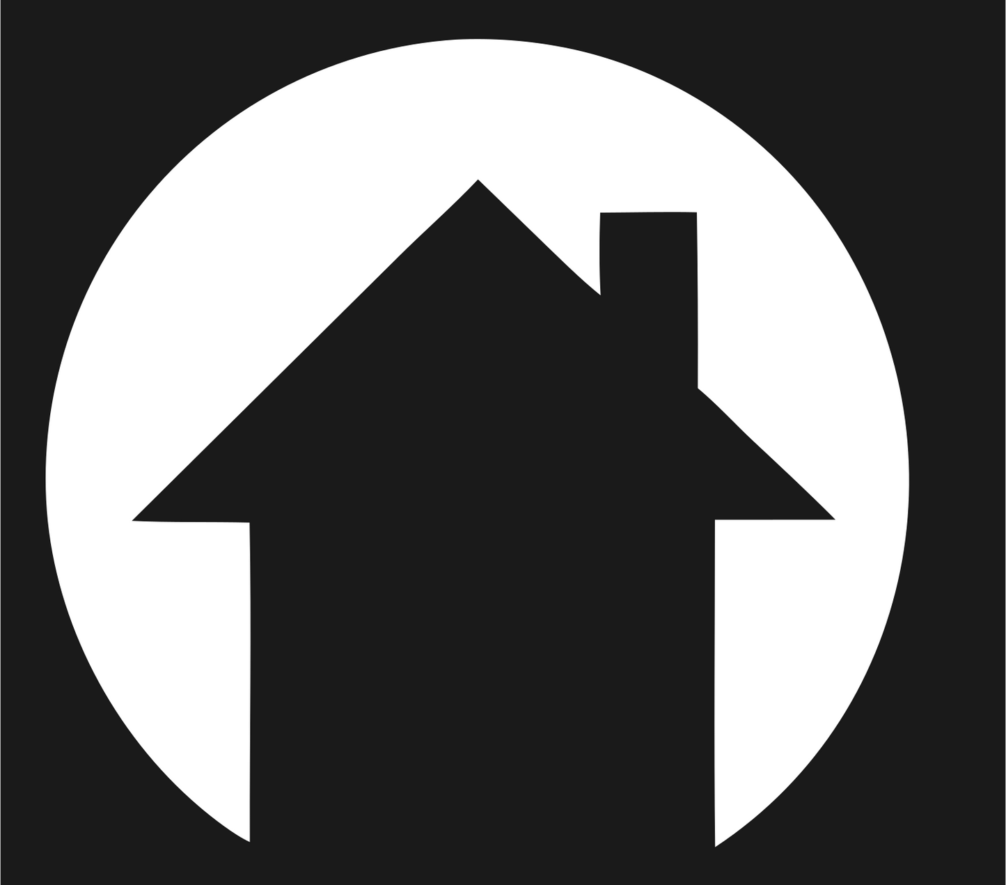 Negative Space House Circle Badge #1a1a1a/#ffffff