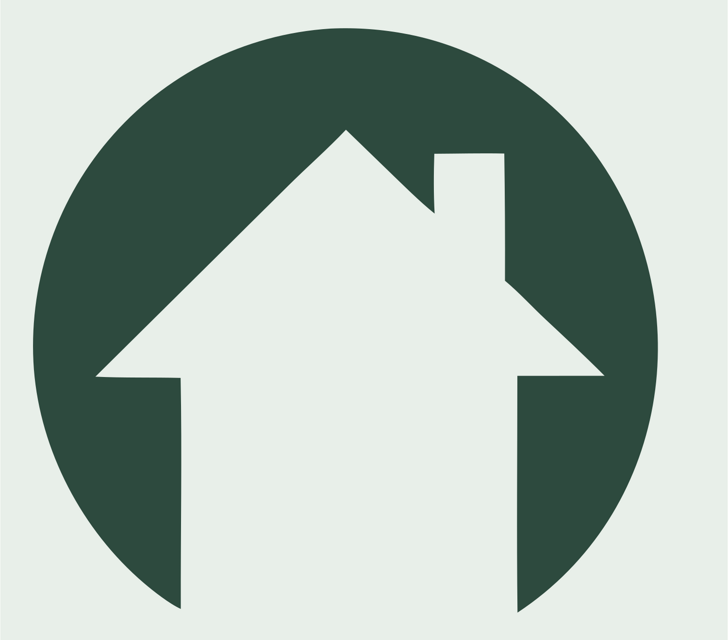 Negative Space House Circle Badge #e8efe9/#2d4a3e