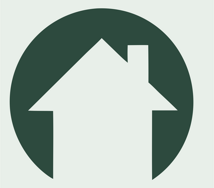 Negative Space House Circle Badge #e8efe9/#2d4a3e