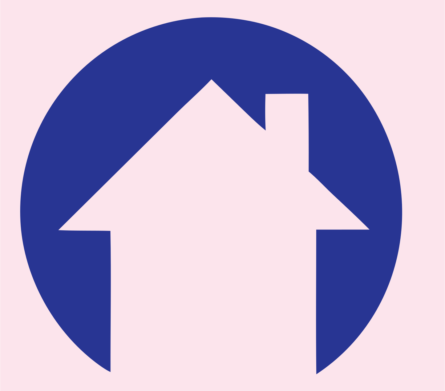 Negative Space House Circle Badge #fce4ec/#283593