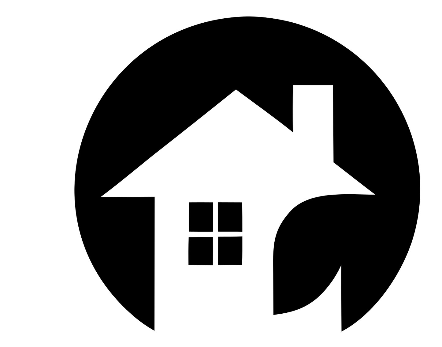 House Leaf Circle Badge #ffffff/#000000