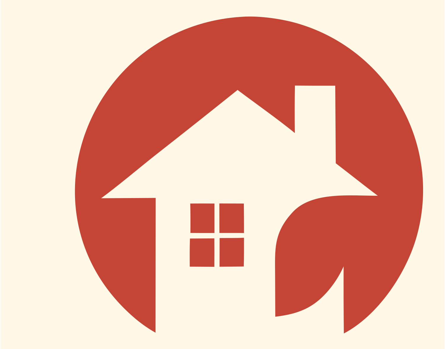 House Leaf Circle Badge #fff8e7/#c44536