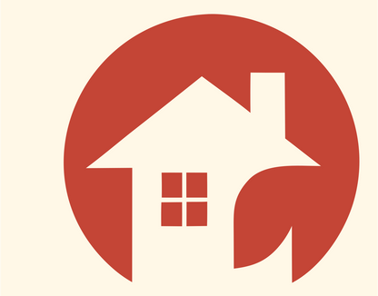 House Leaf Circle Badge #fff8e7/#c44536