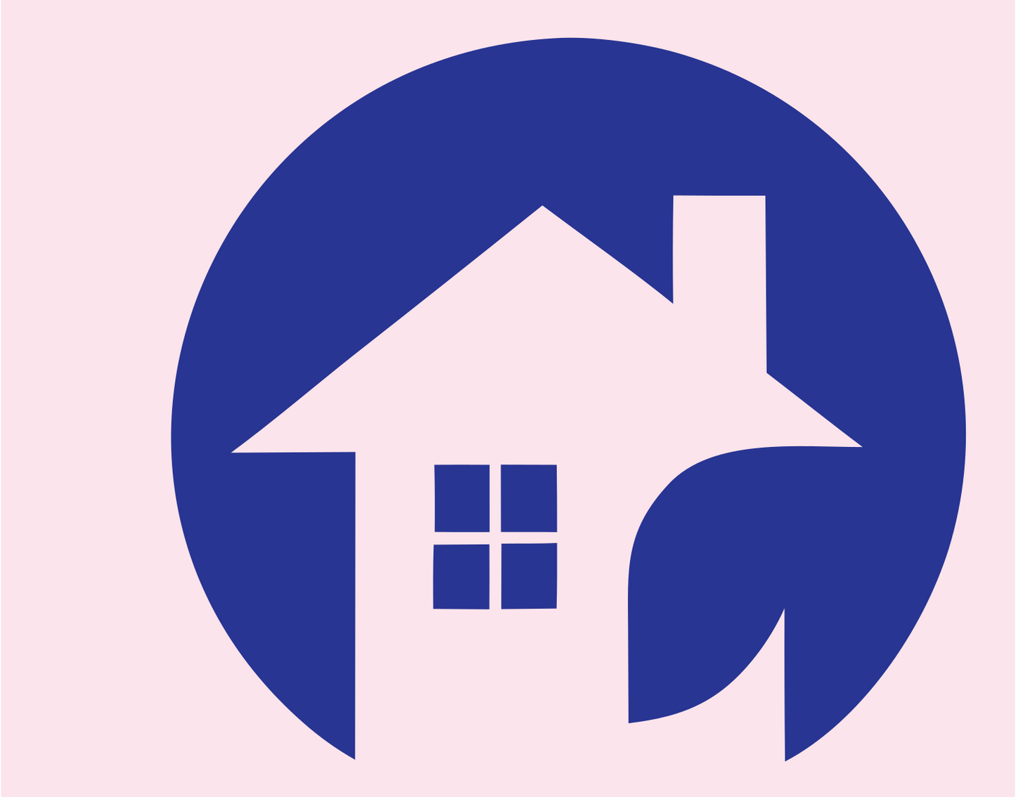 House Leaf Circle Badge #fce4ec/#283593