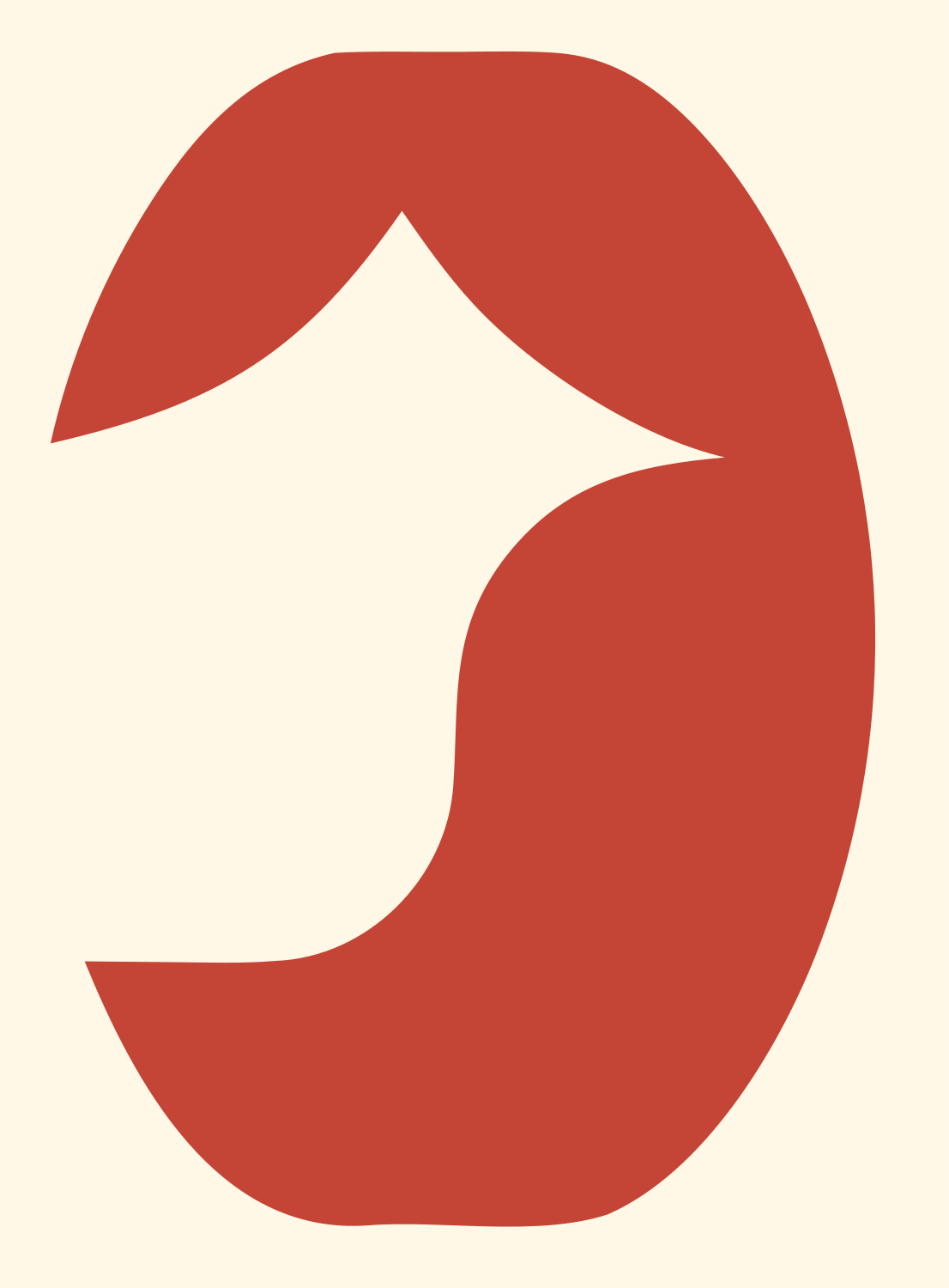 Negative Space House Oval Mark #fff8e7/#c44536