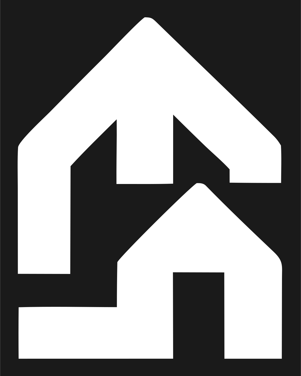 Blocky Double House Mark #1a1a1a/#ffffff