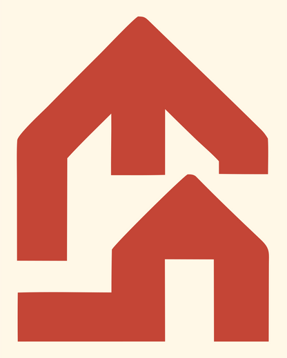 Blocky Double House Mark #fff8e7/#c44536