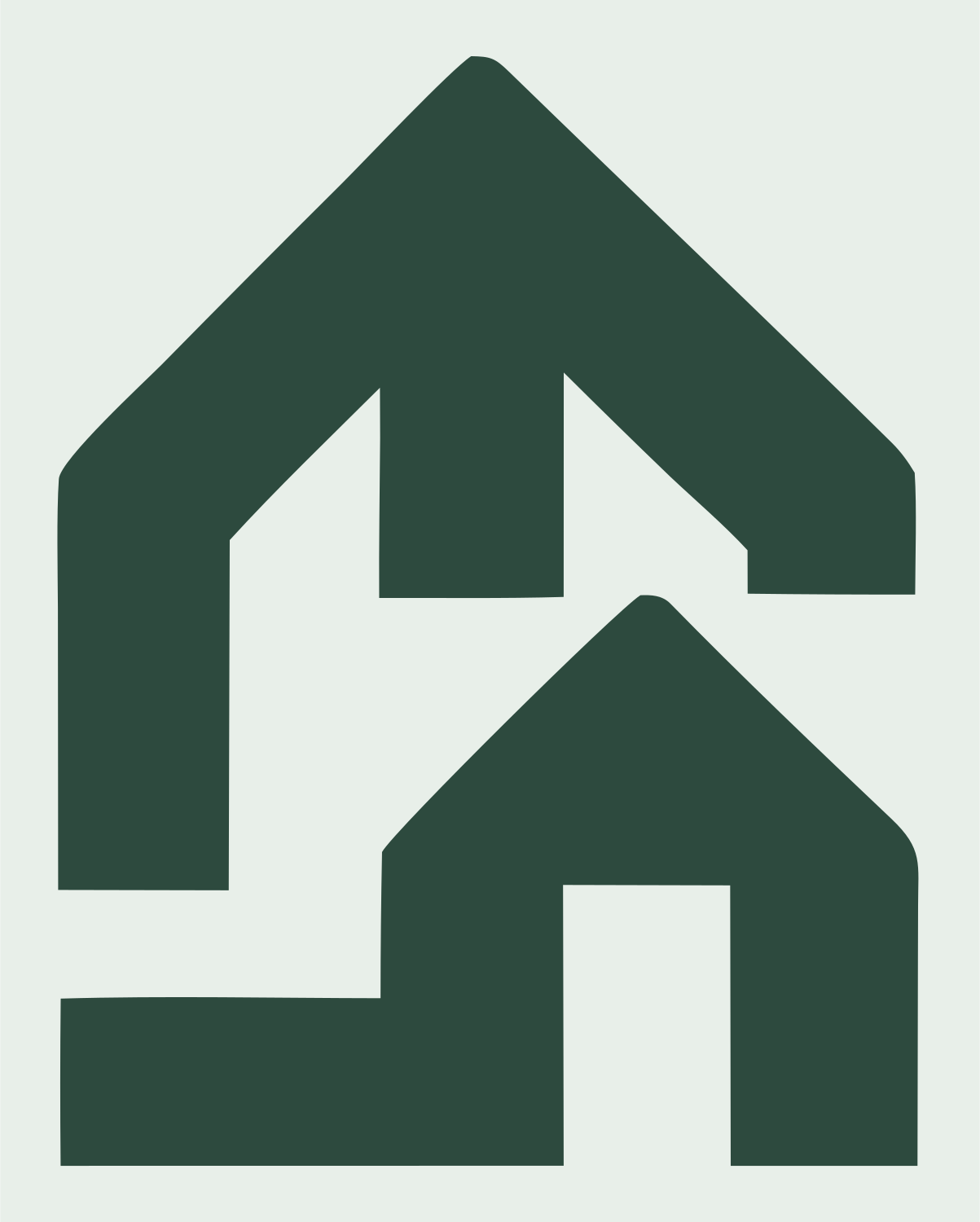 Blocky Double House Mark #e8efe9/#2d4a3e