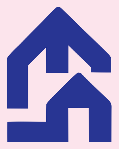 Blocky Double House Mark #fce4ec/#283593