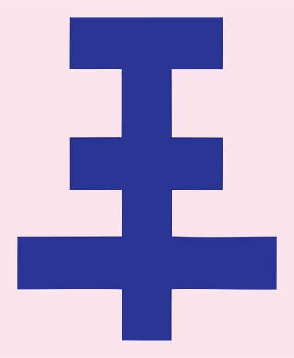 Blocky Cross House Mark #fce4ec/#283593