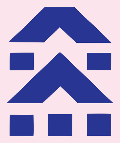 Blocky Double Chevron House Mark #fce4ec/#283593