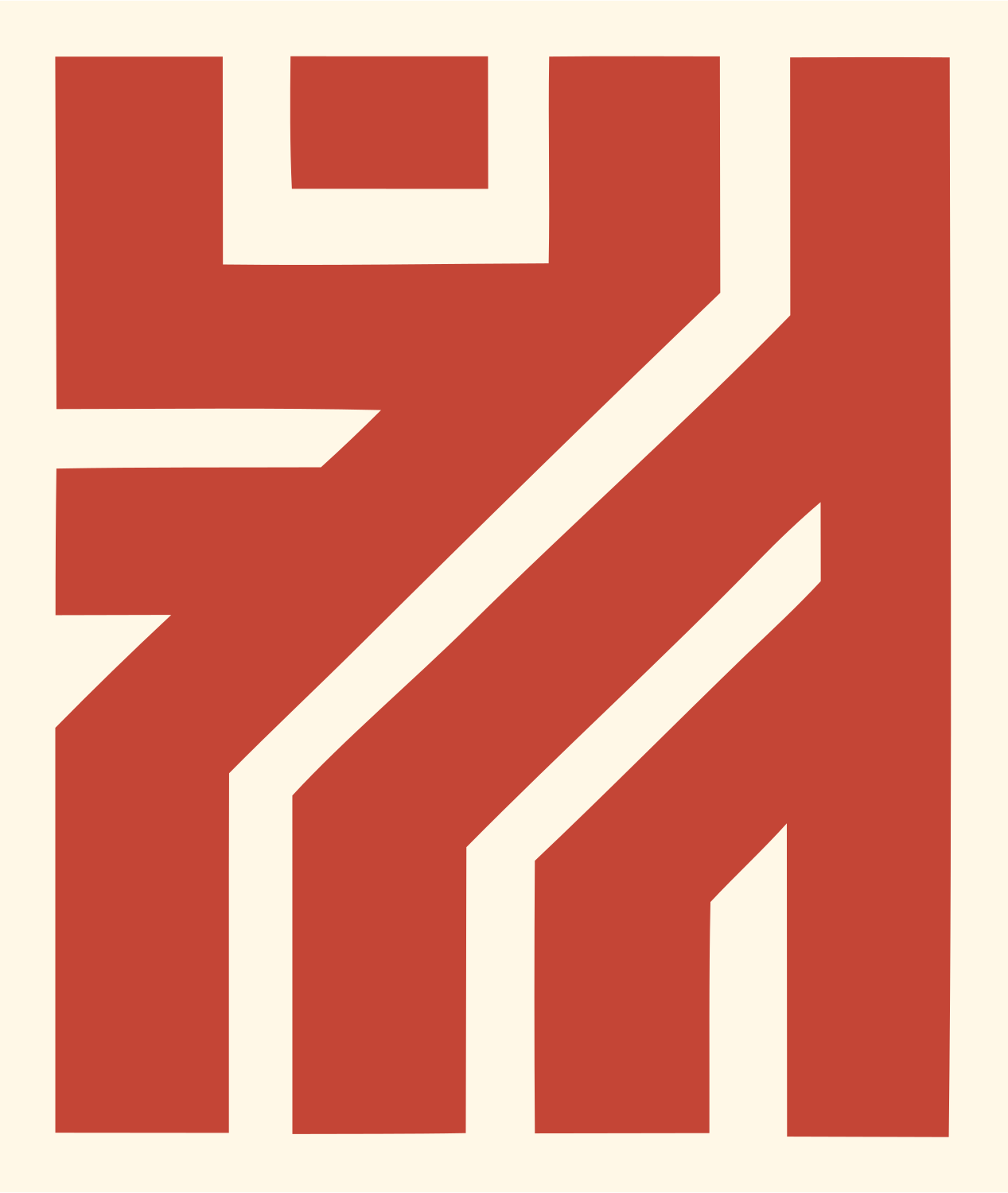 Blocky Gate House Mark #fff8e7/#c44536