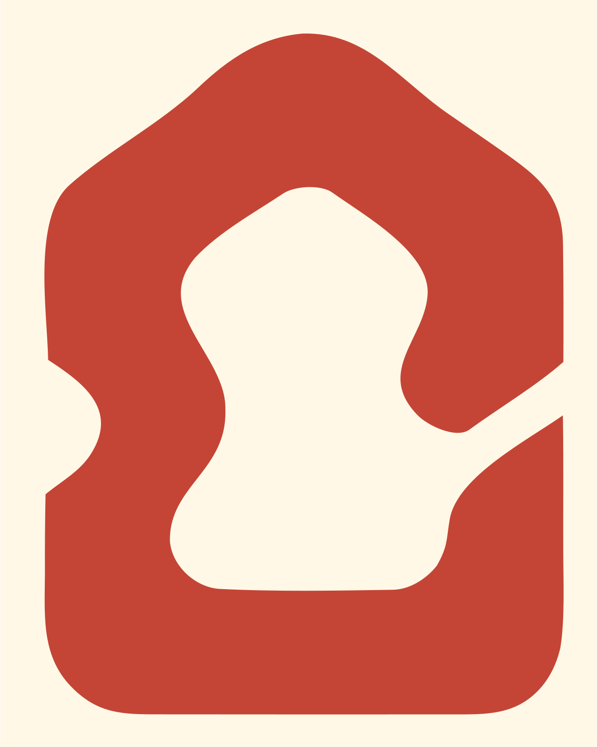 Hand-Drawn House Cutout Emblem #fff8e7/#c44536