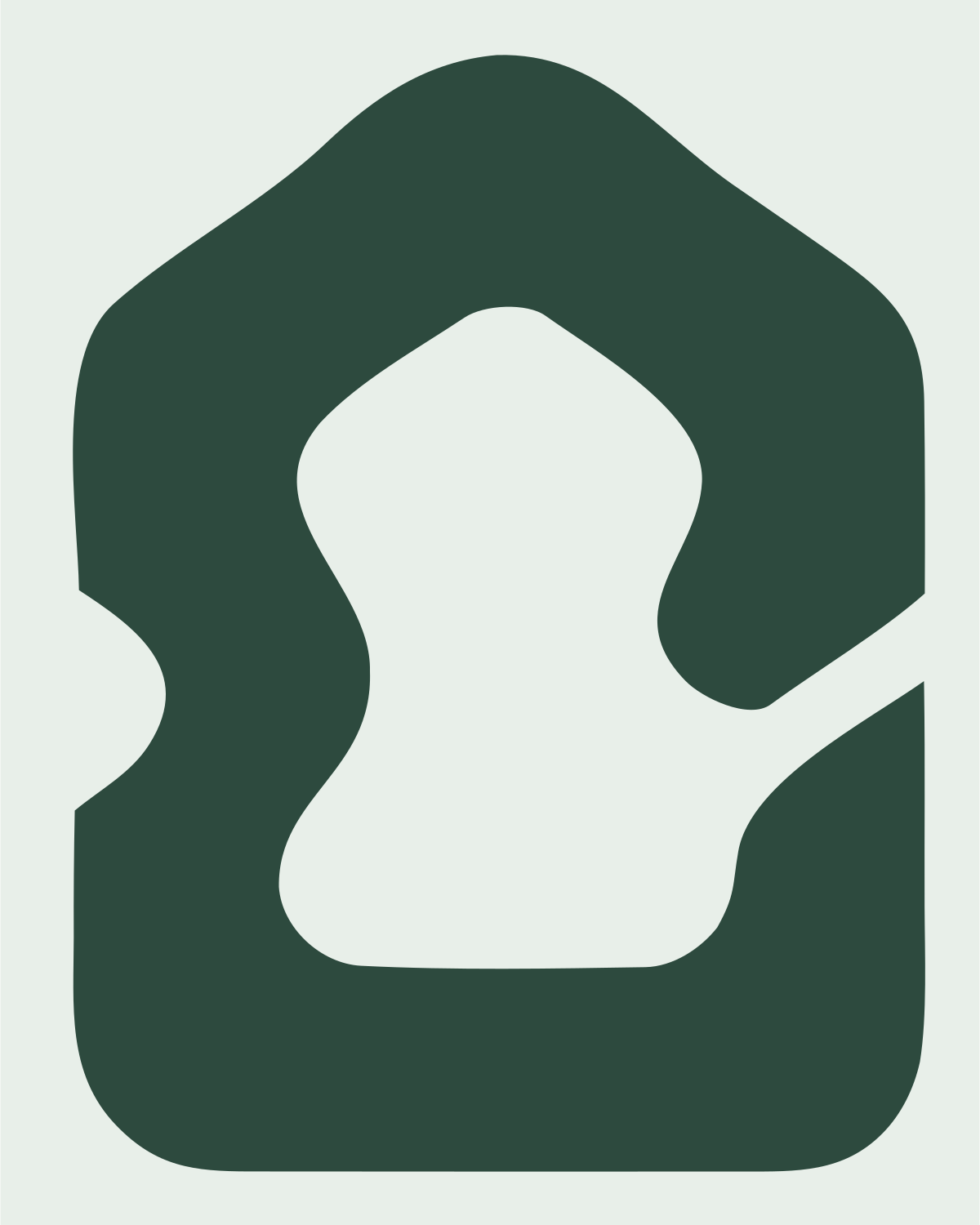 Hand-Drawn House Cutout Emblem #e8efe9/#2d4a3e