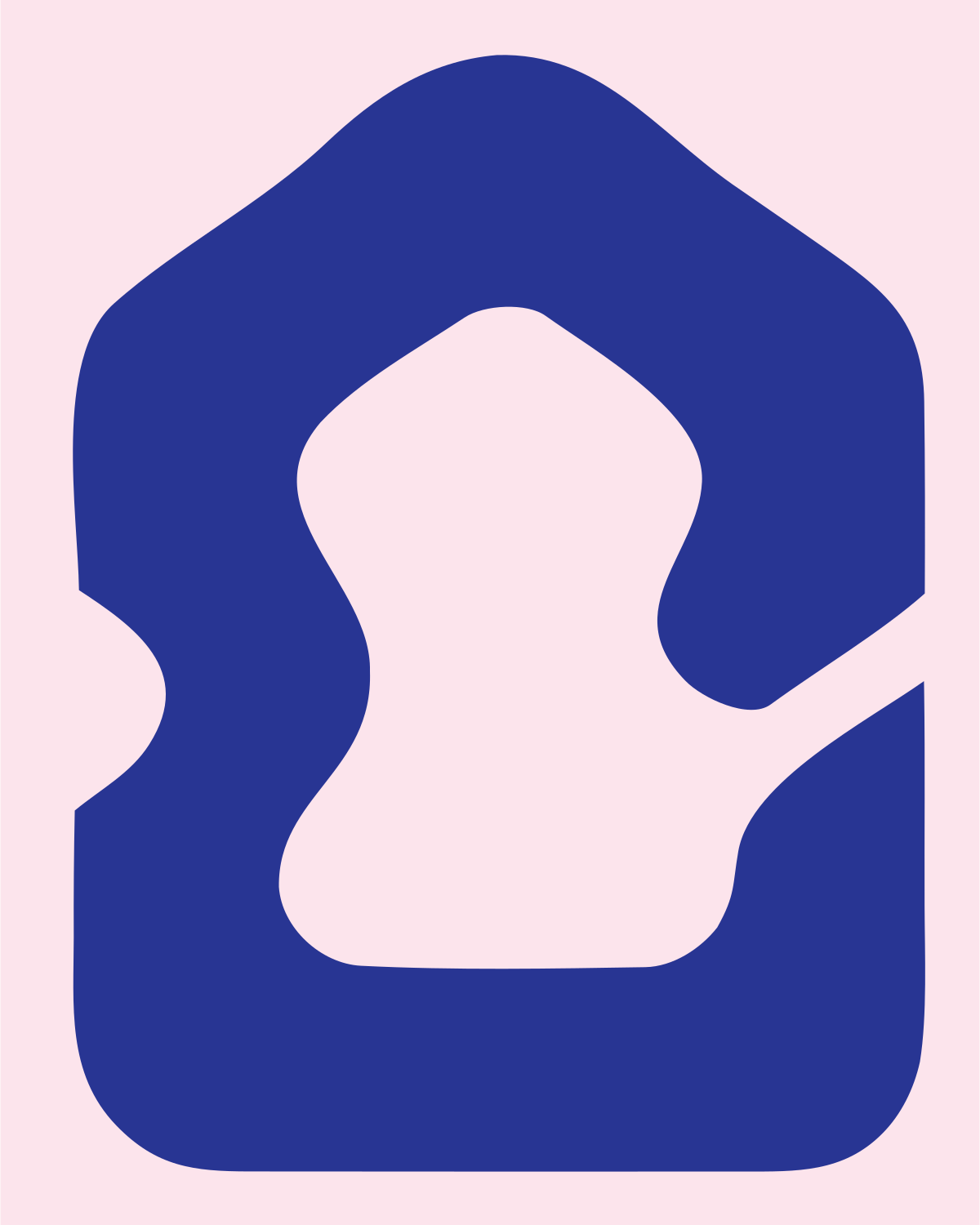 Hand-Drawn House Cutout Emblem #fce4ec/#283593