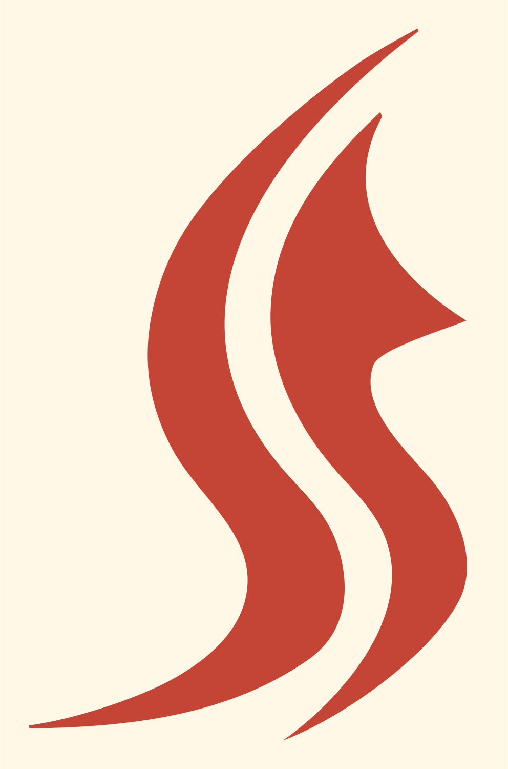 Bold Flame Wave Mark #fff8e7/#c44536