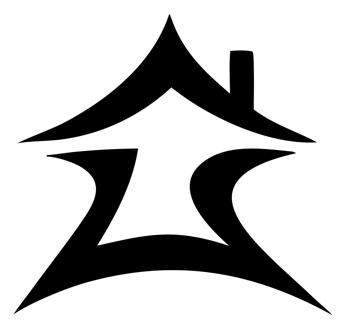 Hand-Drawn House Chimney Mark #ffffff/#000000