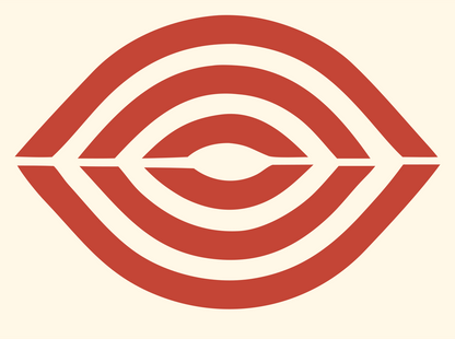 Bold Geometric Eye Logo #fff8e7/#c44536