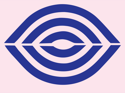 Bold Geometric Eye Logo #fce4ec/#283593