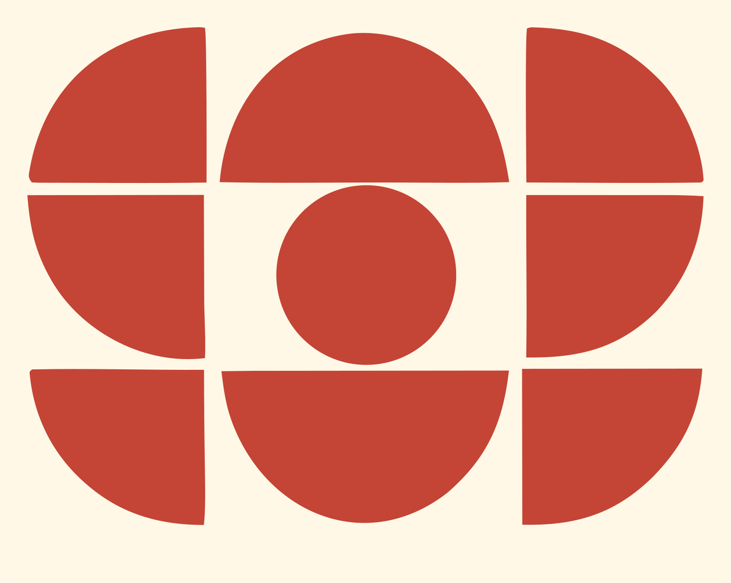 Geometric Circle Lens Emblem #fff8e7/#c44536
