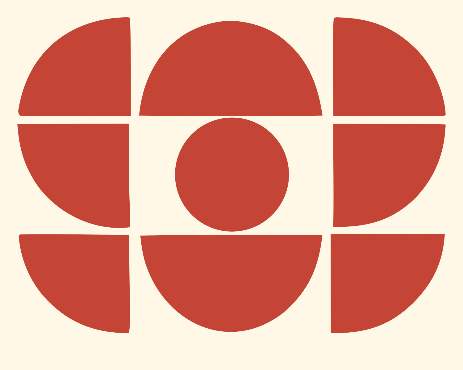 Geometric Circle Lens Emblem #fff8e7/#c44536