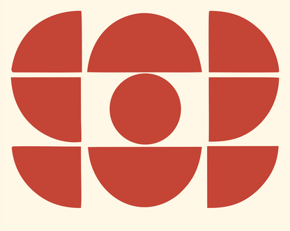 Geometric Circle Lens Emblem #fff8e7/#c44536