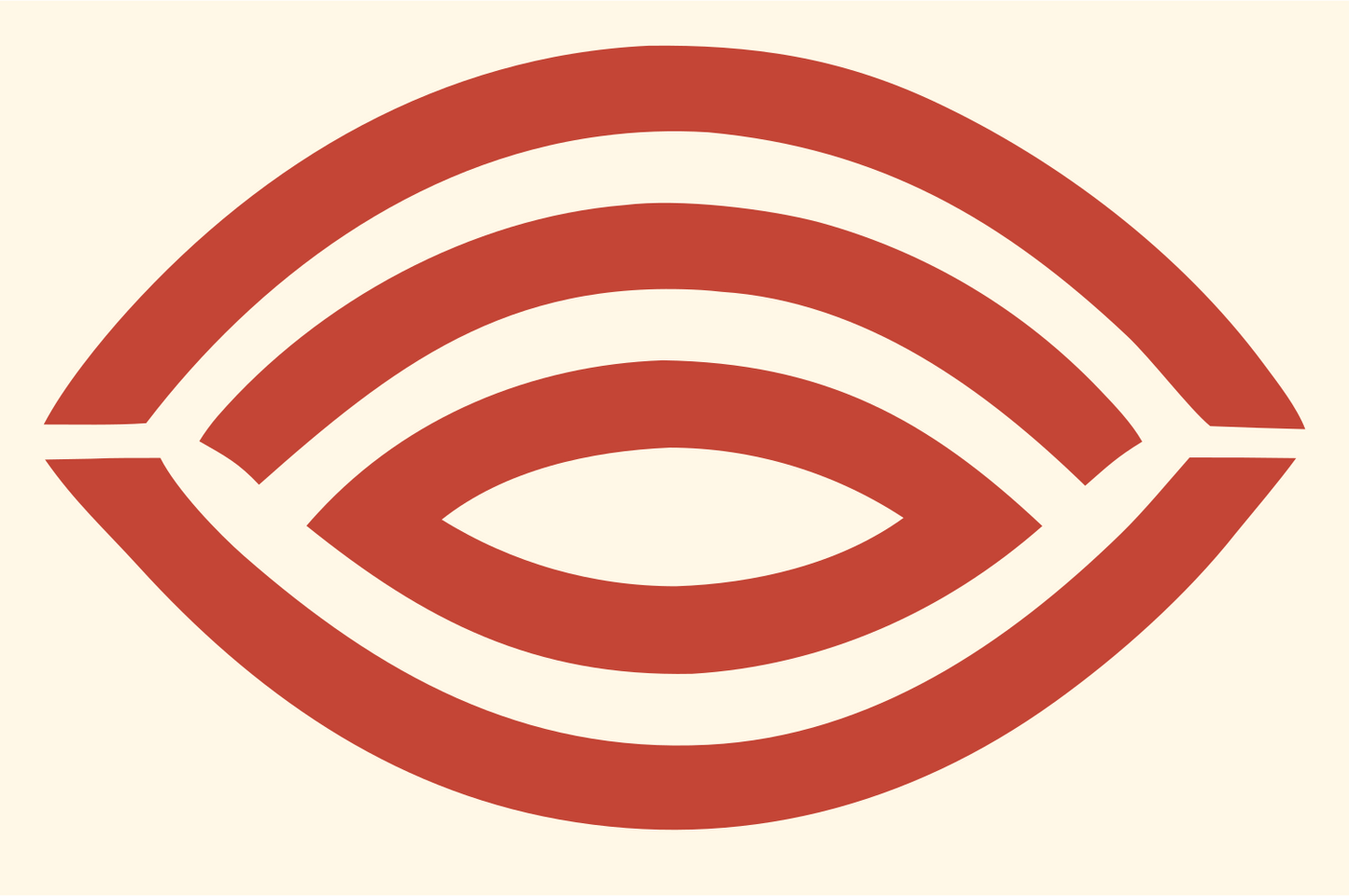 Geometric Eye Outline Badge #fff8e7/#c44536