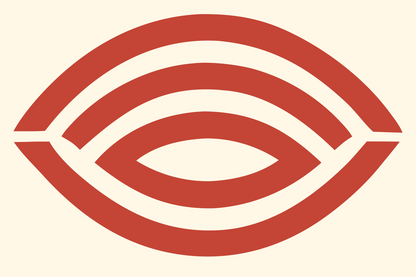 Geometric Eye Outline Badge #fff8e7/#c44536