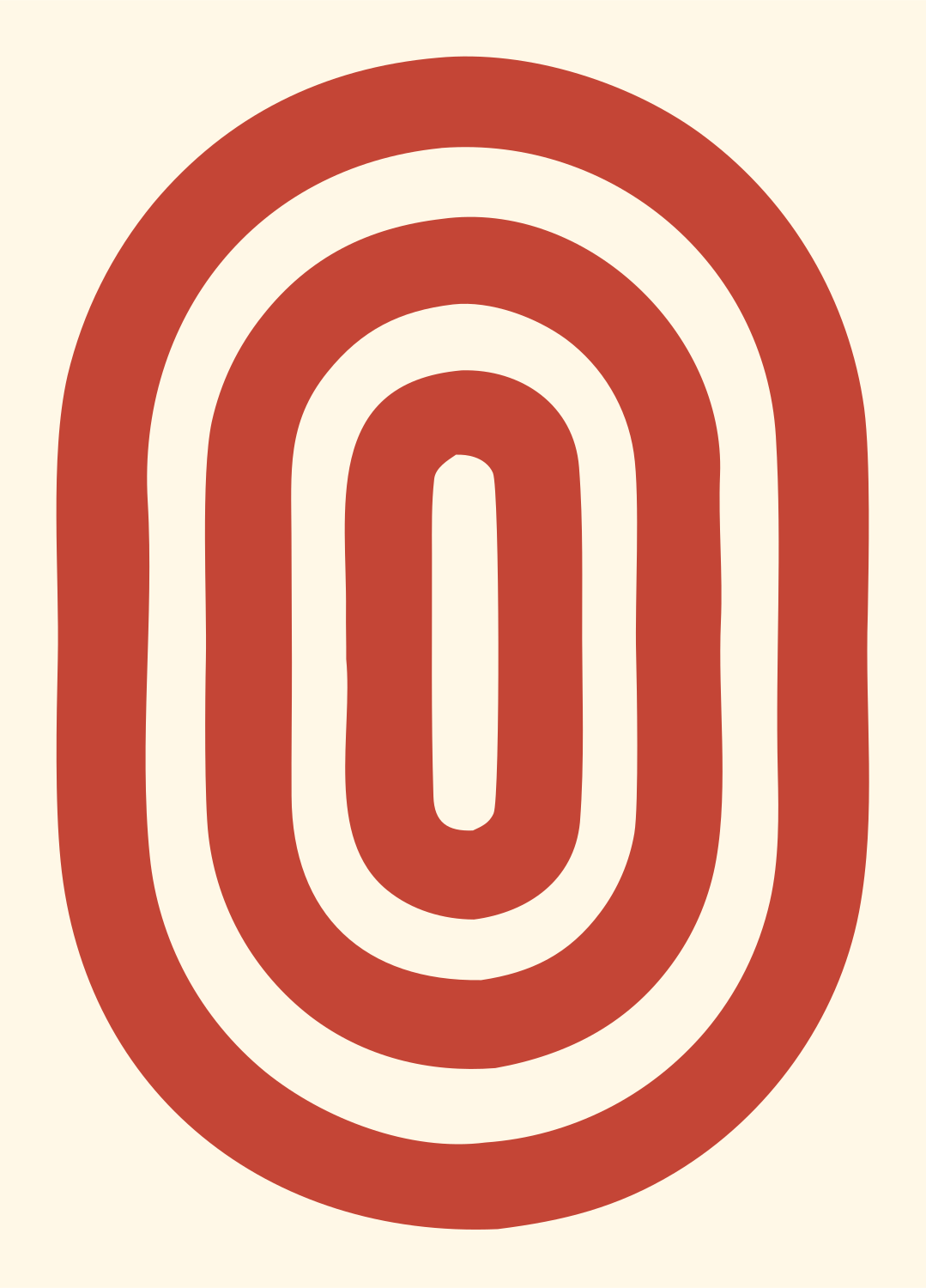 Bold Oval Ripple Eye Mark #fff8e7/#c44536