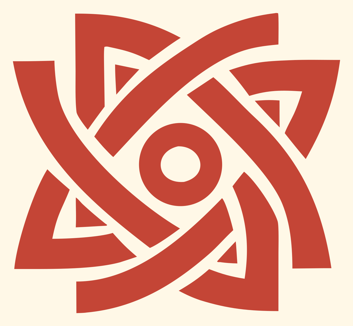 Celtic Knot Eye Badge #fff8e7/#c44536