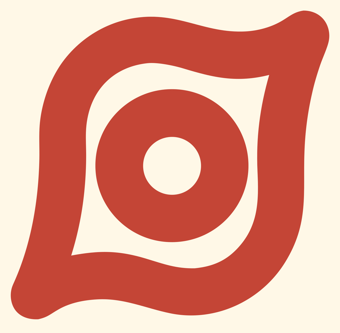 Monoline Eye Iris Badge #fff8e7/#c44536