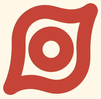 Monoline Eye Iris Badge #fff8e7/#c44536