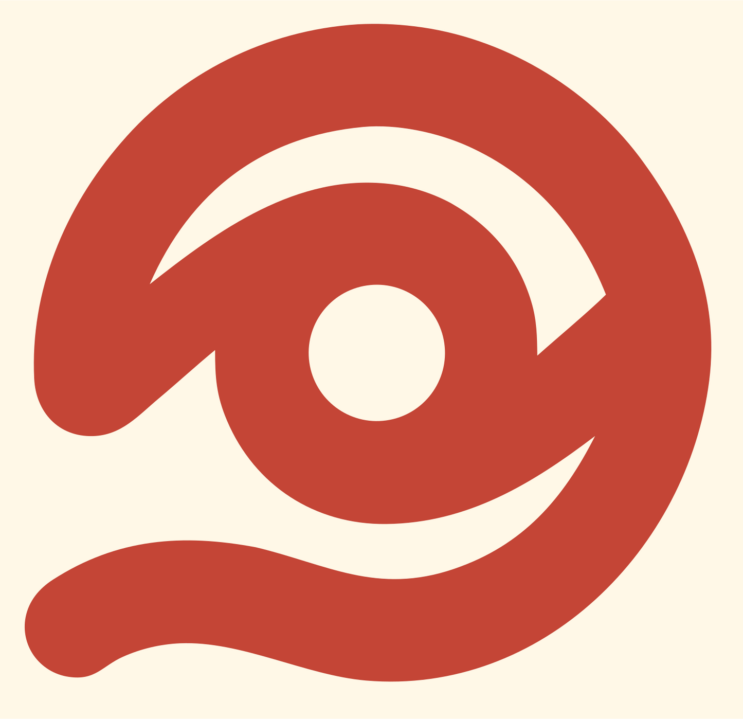 Spiral Eye Swirl Mark #fff8e7/#c44536