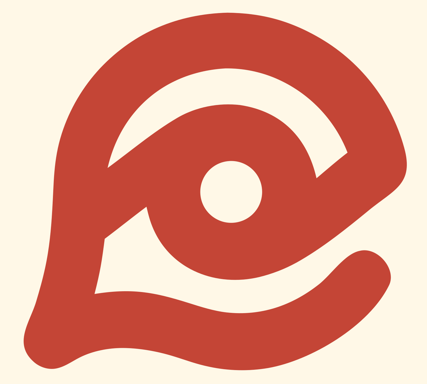 Monoline Eye Wave Emblem #fff8e7/#c44536