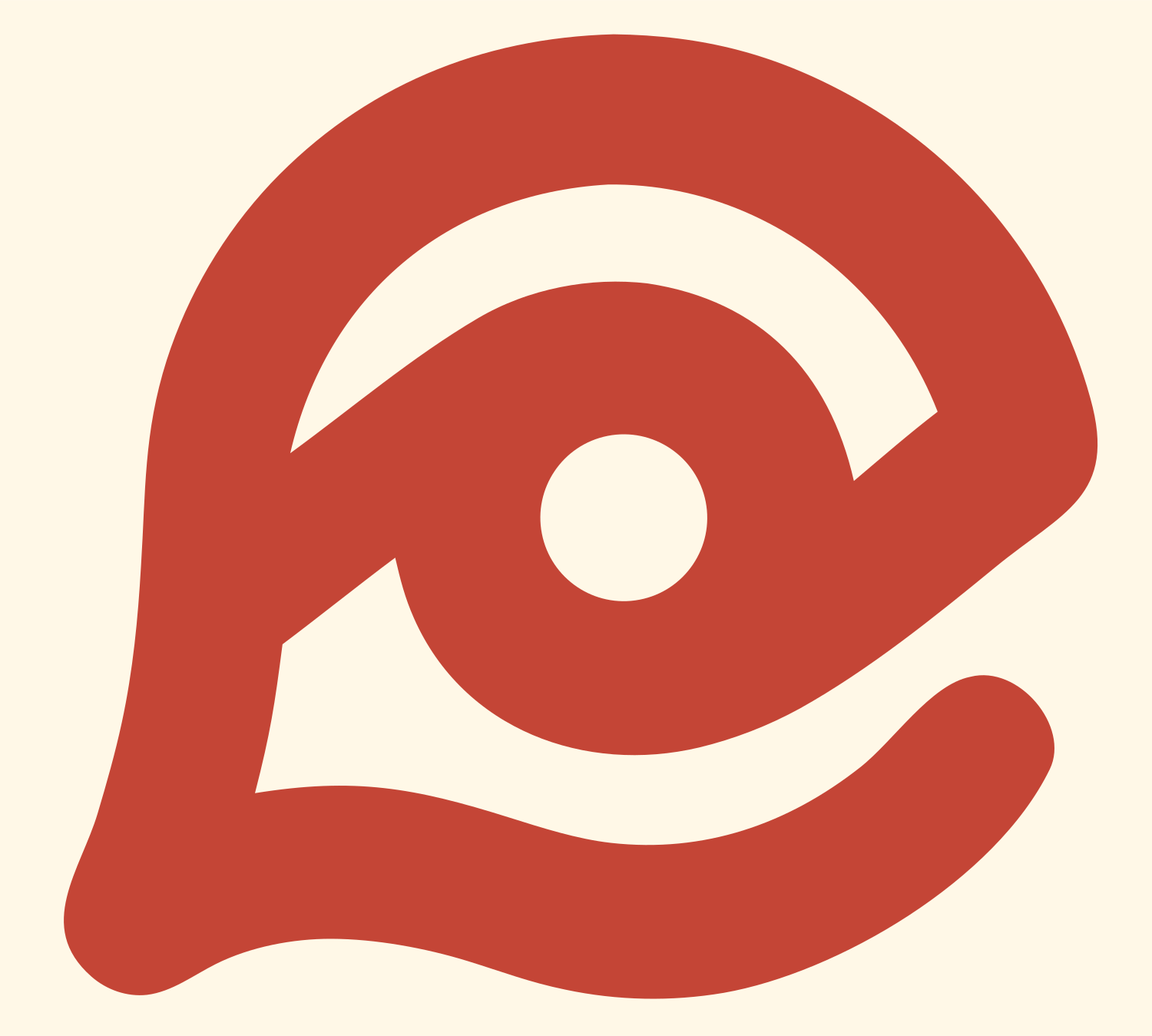 Monoline Eye Wave Emblem #fff8e7/#c44536
