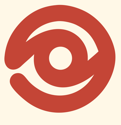 Monoline Eye Orbit Logo #fff8e7/#c44536