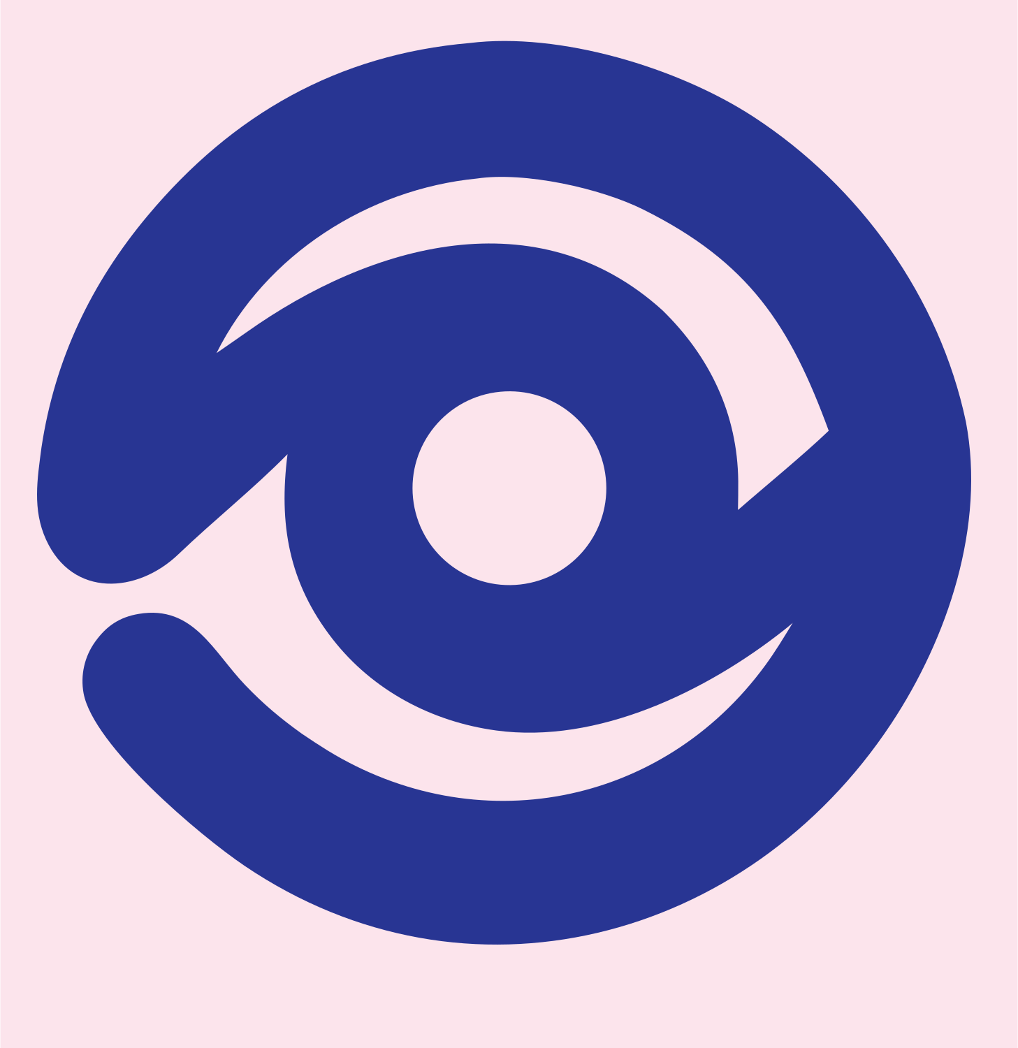 Monoline Eye Orbit Logo #fce4ec/#283593