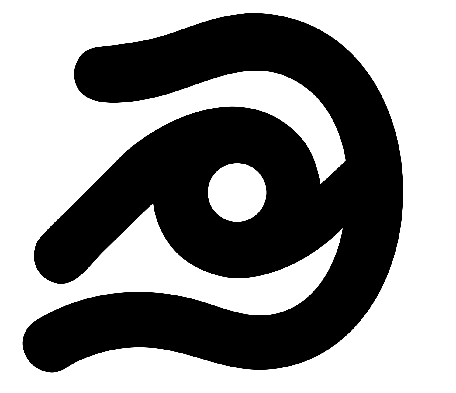 Monoline Eye Curl Icon #ffffff/#000000