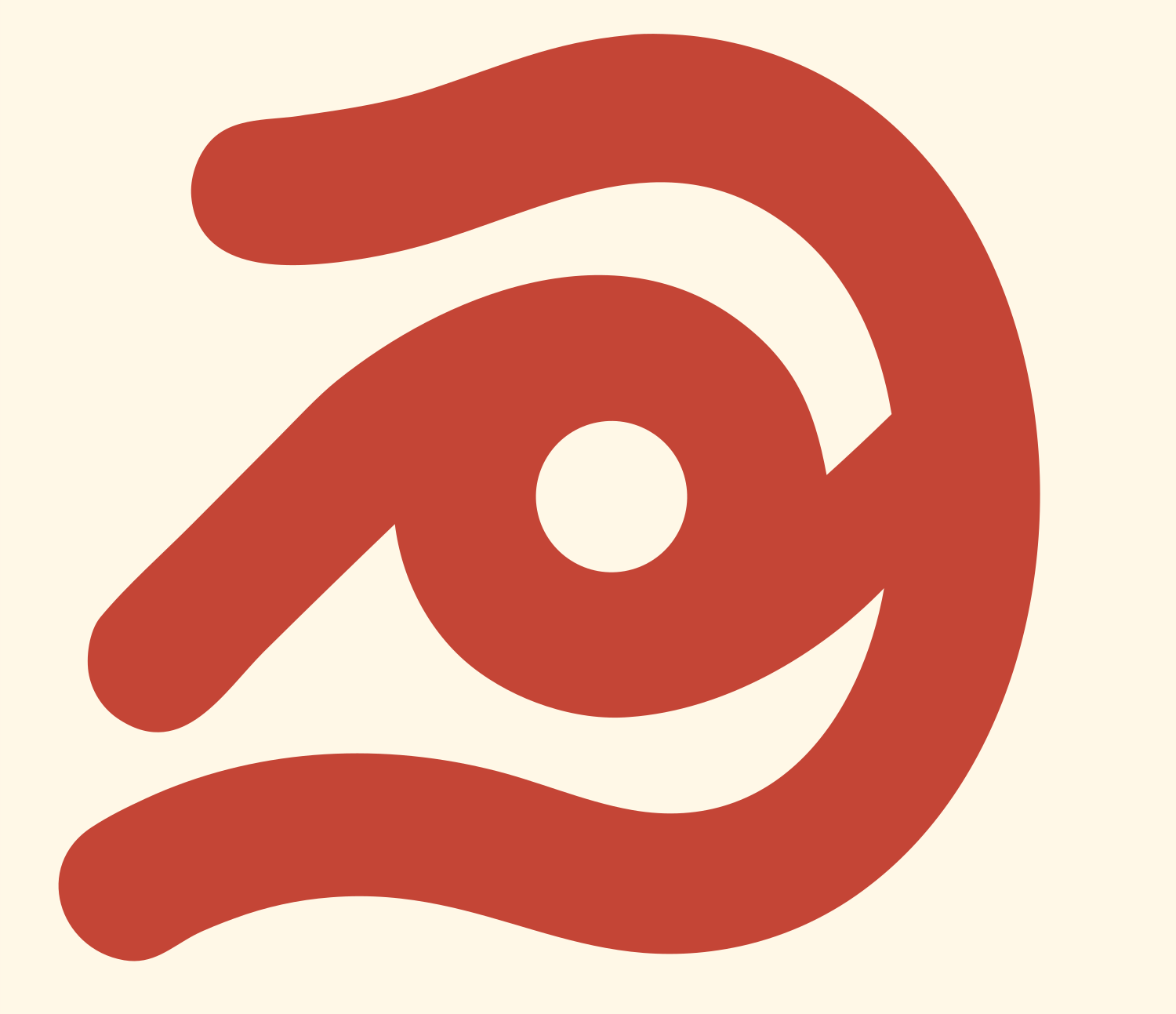 Monoline Eye Curl Icon #fff8e7/#c44536