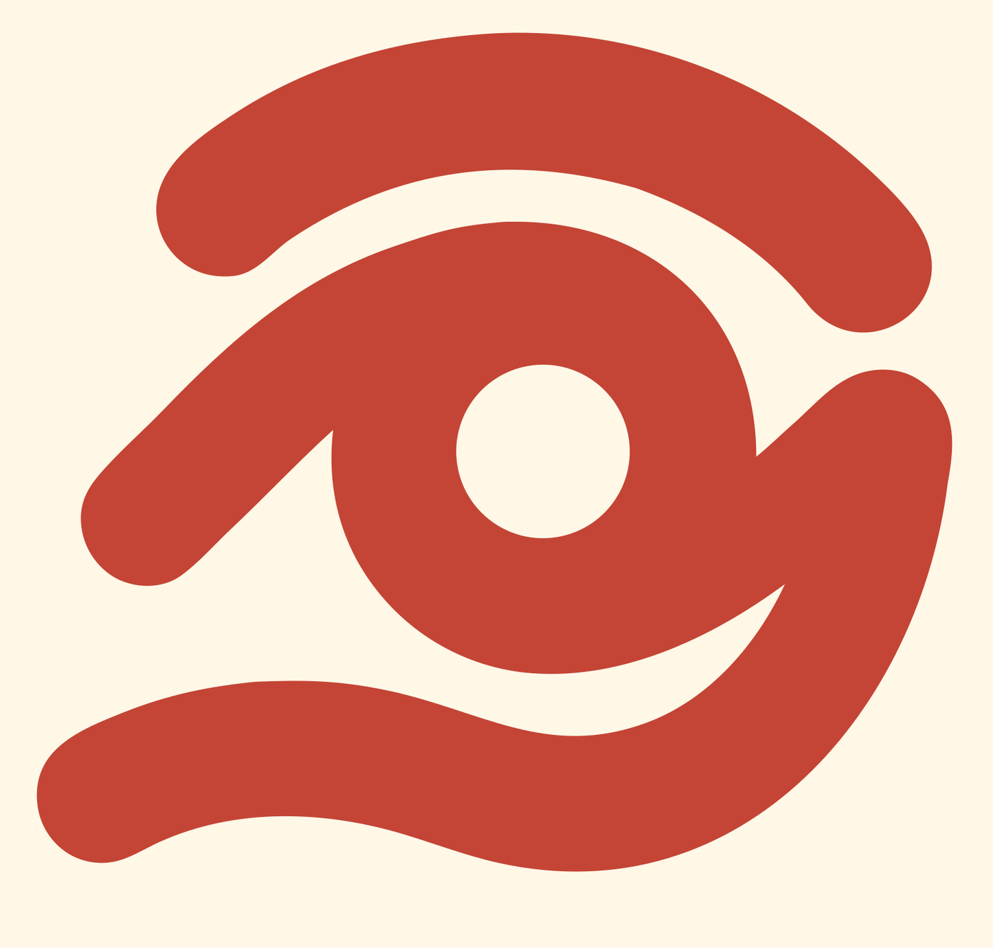 Monoline Eye Vortex Logo #fff8e7/#c44536