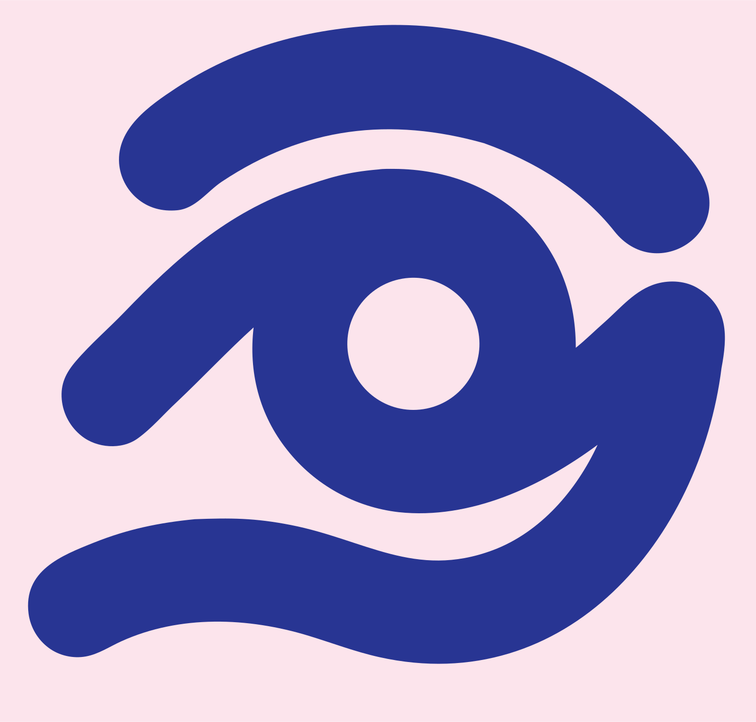 Monoline Eye Vortex Logo #fce4ec/#283593