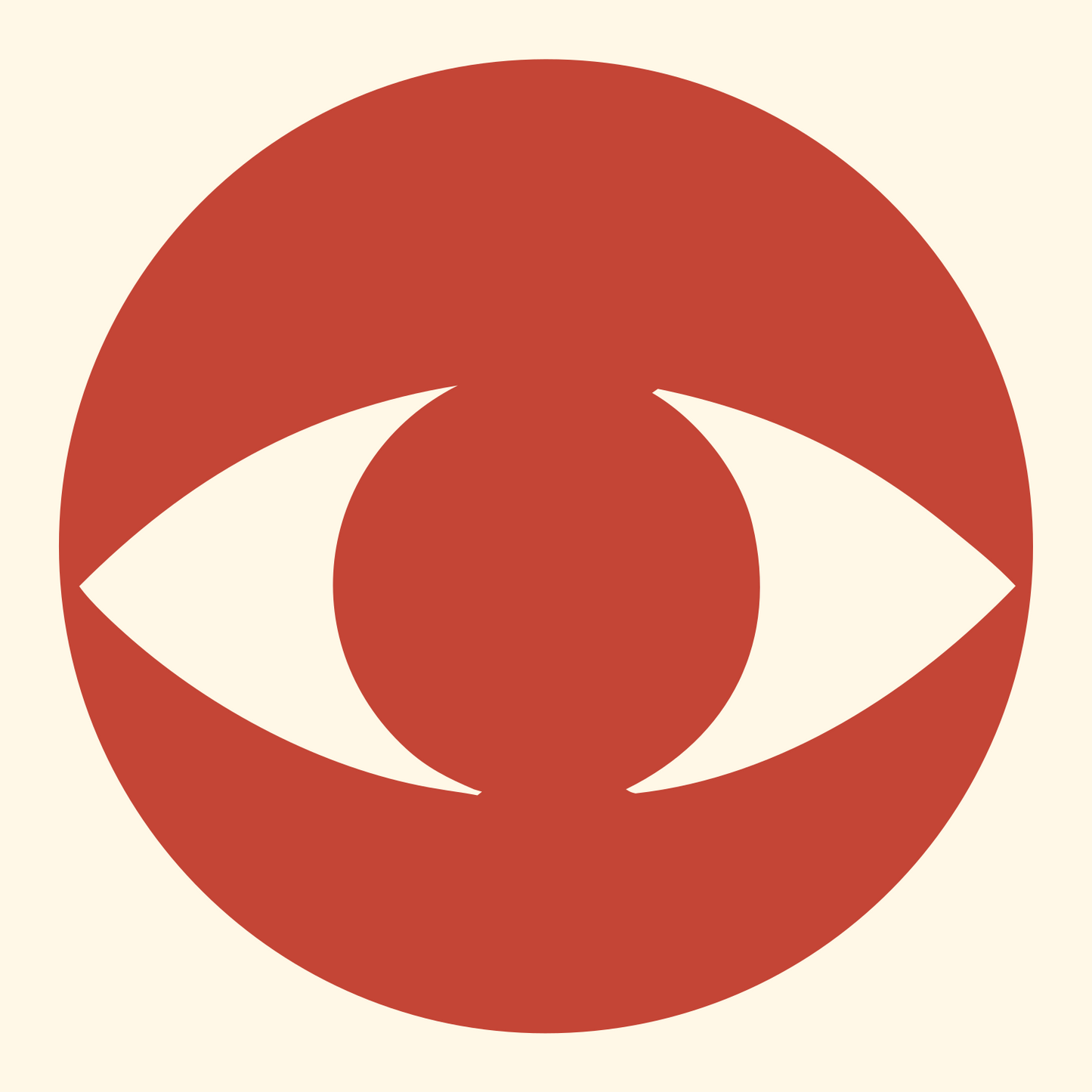 Negative Space Eye Circle Badge #fff8e7/#c44536