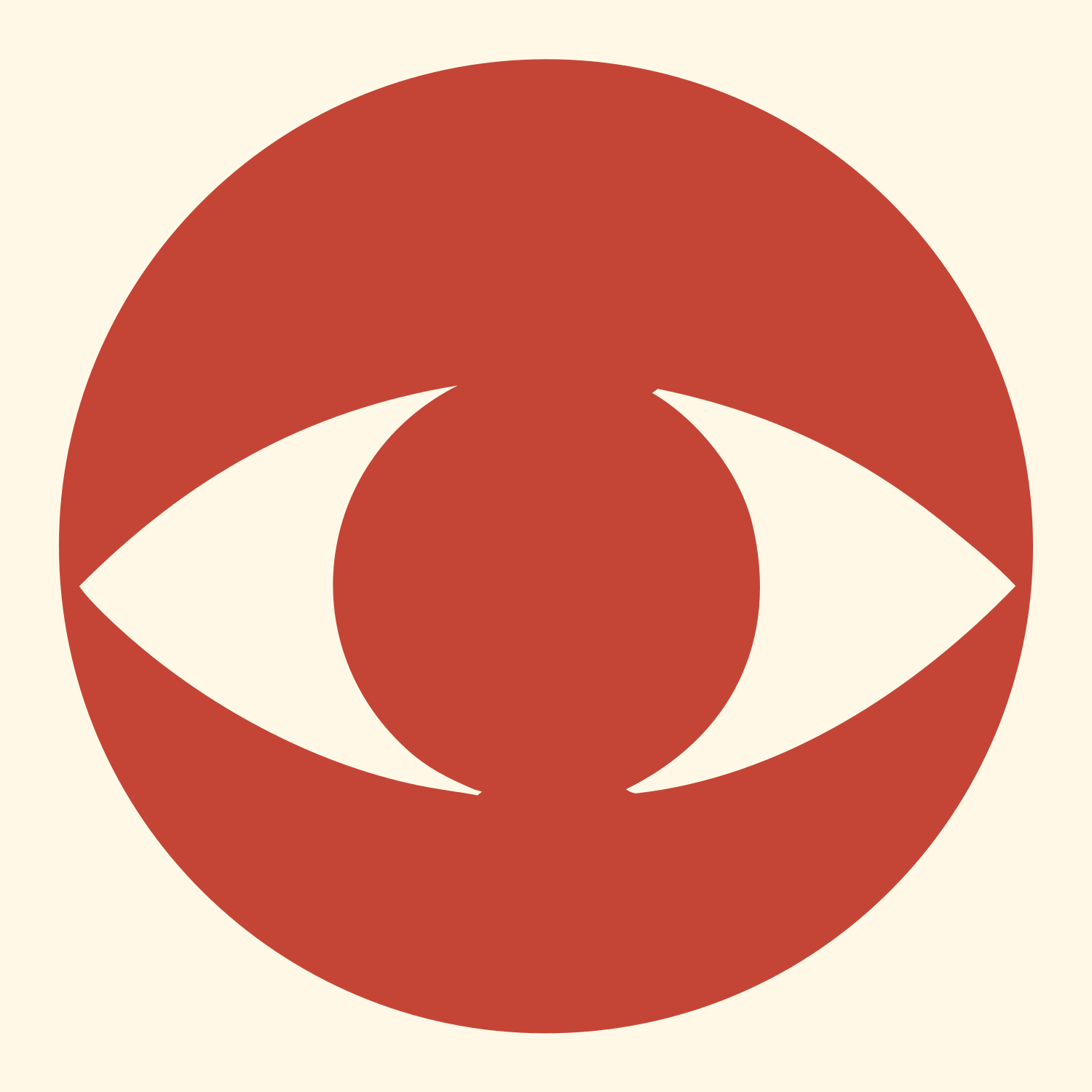 Negative Space Eye Circle Badge #fff8e7/#c44536
